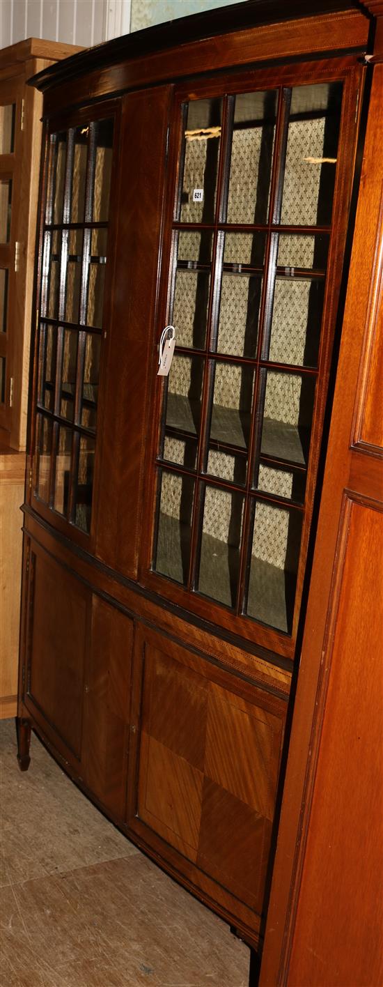 Inlaid mahogany bow-fronted display cabinet